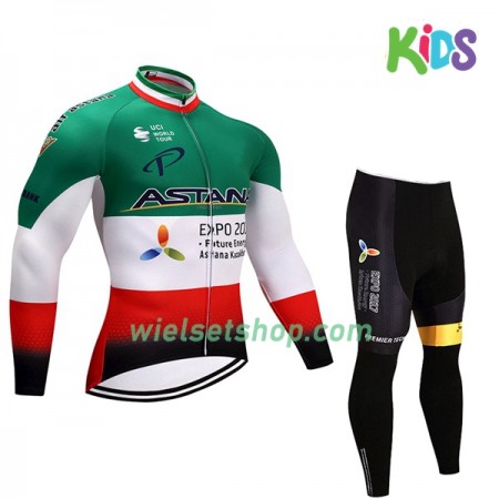 Kind Fietskleding (Wielershirt Lange Mouw + Fietsbroek Lang) 2017 Astana Pro Team N004 Kind Fietskleding (Wielershirt Lange Mouw + Fietsbroek Lang) 2017 Astana Pro Team N004